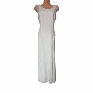ASHRO Beaded Formal Evening Gown Cocktail Party Wedding Maxi White Prom Dress